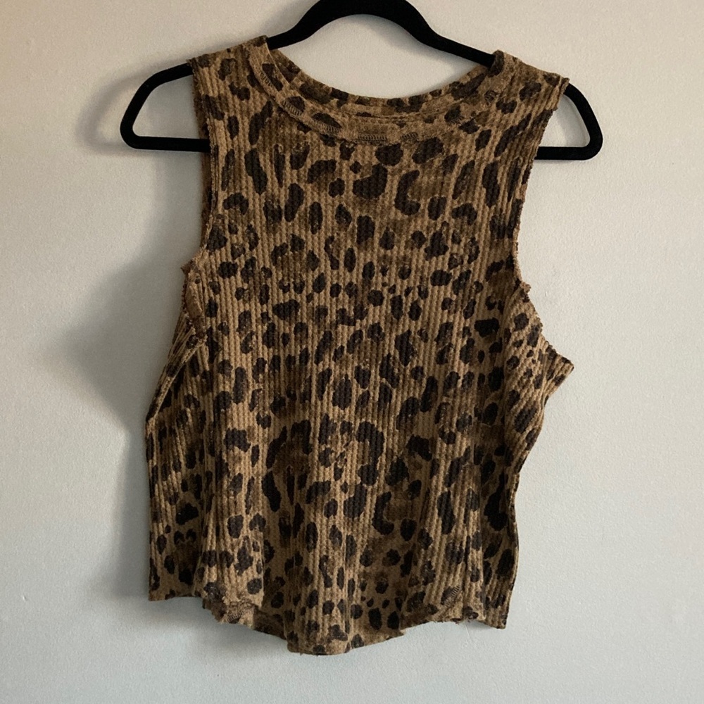 We The Free Leopard Print Muscle Tee XS Oversized 20” - Picture 2 of 6
